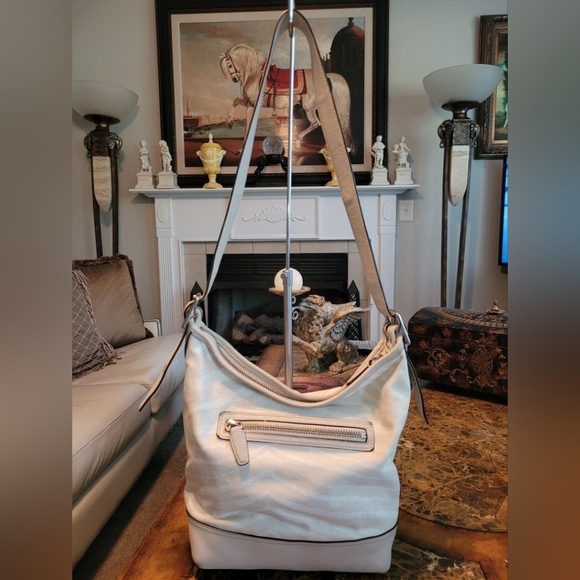 Coach Zebra striped tan..leather and canvas..EUC - Picture 2 of 10